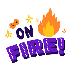 On fire sticker in comic style 