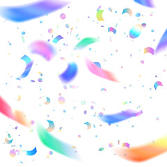 Vector illustration of a festive background with colorful falling confetti.
