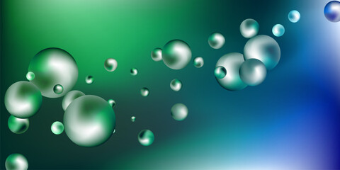 Flying metal balls of different sizes on a gradient background. creative background