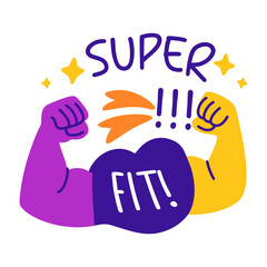 Fitness sticker in comic style 