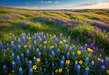 sunset over purple wildflower field Sunset Over Purple Wildflower Field, a breathtaking sunset over a vast field of vibrant purple wildflowers The gol