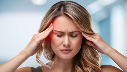Obraz premium headache. portrait of a woman holding her head in pain