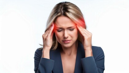 headache. portrait of a woman holding her head in pain