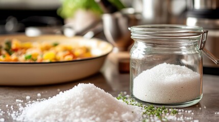Fototapeta premium Fresh Ingredients and Salt in Kitchen Setting