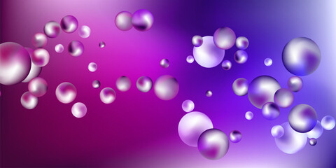 Flying metal balls of different sizes on a gradient background. creative background