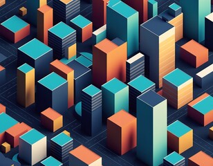 Obraz premium abstract cityscape graphic with colorful buildings and geometric shapes
