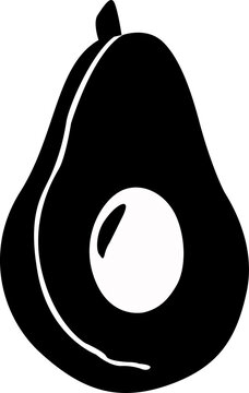 recommend clip art: Hovering silhouette of a whole avocado with a seed, set on a white background | avocado silhouette