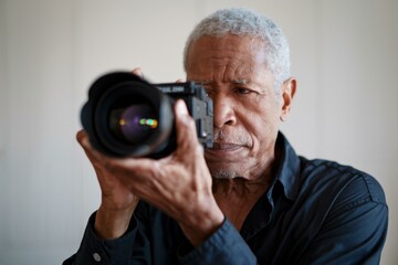 Passionate Older African American Photographer Capturing Art Camera - Professional Photography Services Workshops