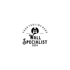 Badge logo for building services industry, contractor, manual ladder symbol