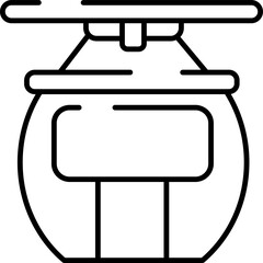 Rounded Editable stroke Cable Car  Icon