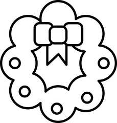 Rounded Editable stroke Christmas Wreath Icon