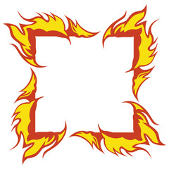 Vector,red fiery flames isolated vector illustration set. Animated form and square, fireball and flame