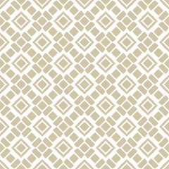 Abstract golden vector geometric seamless ornament. Elegant gold and white pattern with diamond shapes, grid, lattice, floral silhouettes. Abstract background texture. Repeated decorative design