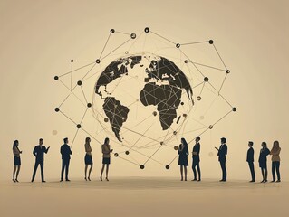 Connecting Cultures: A Stunning Poster Showcasing Global Communication and Networking Among Diverse People Around the Globe &ndash; Perfect for Sports Interiors and Inspirational Spaces!