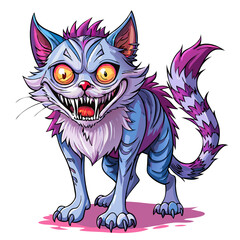 illustration of a horror cat, halloween cat vector,  monster cat, scary cat, demon cat, ugly cat