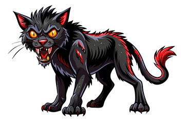 illustration of a horror cat, halloween cat vector,  monster cat, scary cat, demon cat, ugly cat