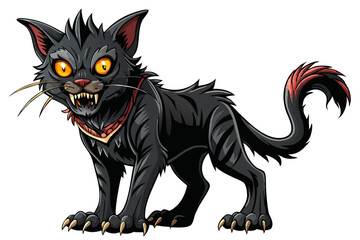 illustration of a horror cat, halloween cat vector,  monster cat, scary cat, demon cat, ugly cat