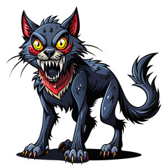illustration of a horror cat, halloween cat vector,  monster cat, scary cat, demon cat, ugly cat