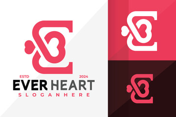 Letter E Heart Logo Icon Vector Design. Creative simple logos designs illustration