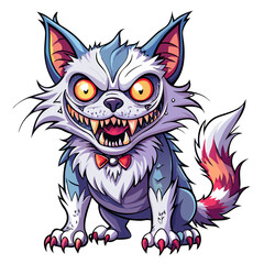 illustration of a horror cat, halloween cat vector,  monster cat, scary cat, demon cat, ugly cat