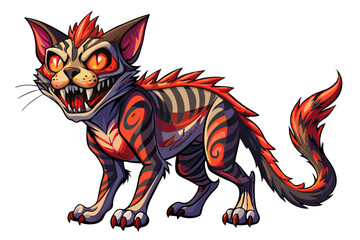 illustration of a horror cat, halloween cat vector,  monster cat, scary cat, demon cat, ugly cat