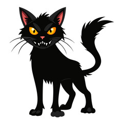 illustration of a horror cat, halloween cat vector,  monster cat, scary cat, demon cat, ugly cat