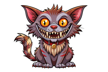 illustration of a horror cat, halloween cat vector,  monster cat, scary cat, demon cat, ugly cat