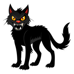 illustration of a horror cat, halloween cat vector,  monster cat, scary cat, demon cat, ugly cat