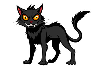 illustration of a horror cat, halloween cat vector,  monster cat, scary cat, demon cat, ugly cat