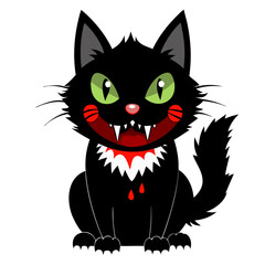 illustration of a horror cat, halloween cat vector,  monster cat, scary cat, demon cat, ugly cat