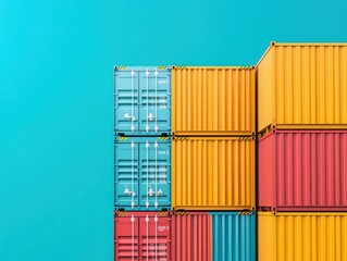 Fototapeta premium Colorful Cargo Containers on Bright Background