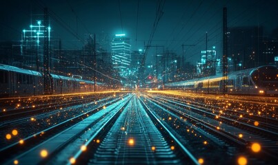 Railroad and technology concept. Traffic network, Generative AI