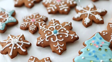 Festive gingerbread cookies made in an effortless lay style with royal fondant and sequins