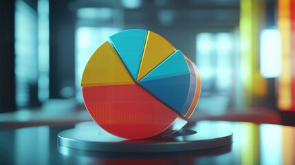 Fototapeta premium Colorful 3D Pie Chart for Data Visualization