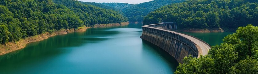 Obraz premium Climate-adaptive dam design to handle fluctuating water levels due to climate change, dam, resilient infrastructure