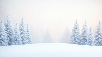 Obraz premium Tranquil Winter Wonderland: A Serene Snow-Covered Landscape Featuring Majestic Trees Blanketed in Fresh Snow Under a Clear Blue Sky