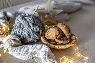 Christmas composition with cookies. Christmas concept.