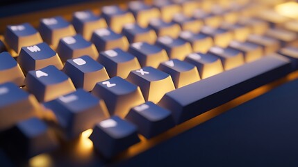 Obraz premium High-resolution image of a modern keyboard with bright backlit keys image