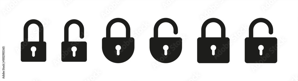 Poster open and closed lock icon, vector 10 eps.