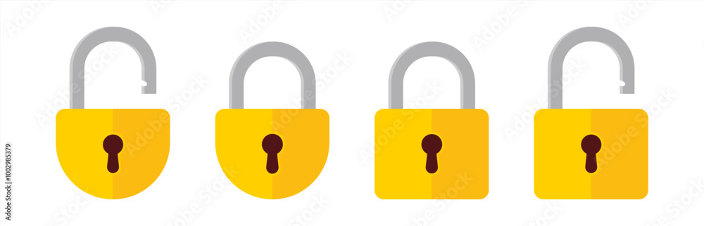 Poster lock open and lock closed icon. padlock symbol. symbol of protection. concept password, blocking, se