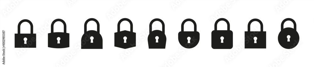Poster Lock Icons. Vector lock icons on transparent background. Lock Unlock. Vector 10 eps.