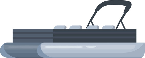 Modern comfortable pontoon boat for river trips and fishing waiting for tourists at pier in flat style isolated on white background © nsit0108