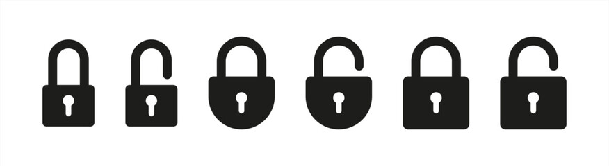 Open and closed lock icon, vector 10 eps.