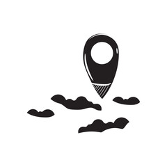 Silhouette Icon of the location above the clouds