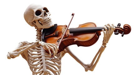 Comic Style Human Skeleton Playing Violin, Graphic Resource. PNG, Generative AI