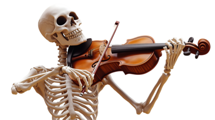 Comic Style Human Skeleton Playing Violin, Graphic Resource. PNG, Generative AI
