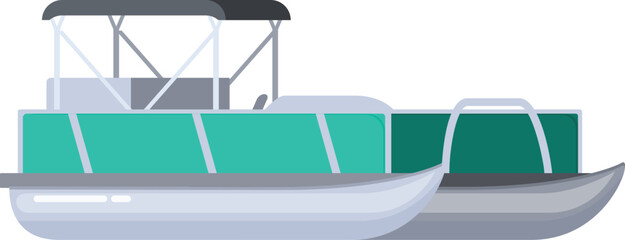 Modern double decker pontoon boat with bimini top isolated on white background