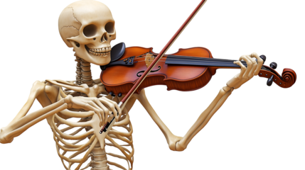 Comic Style Human Skeleton Playing Violin, Graphic Resource. PNG, Generative AI