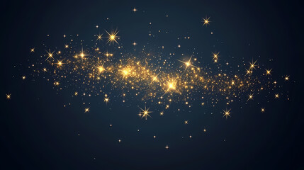 Starry night floating gold sparkles on dark navy background wallpaper. Starry Night Sky. Illustration