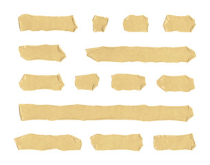 peeled adhesive tape strips, masking tape, isolated, extracted on transparent background, png file